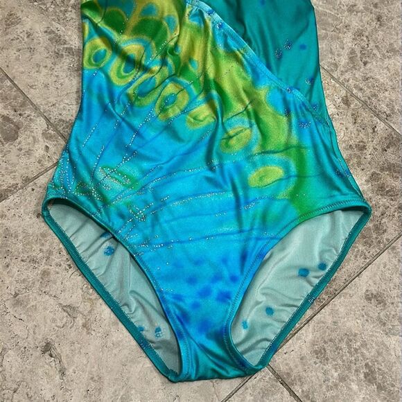 Vintage Gottex Gold Label 80’s Watercolor Surplice One Piece Swimsuit Size 12 - Picture 4 of 16